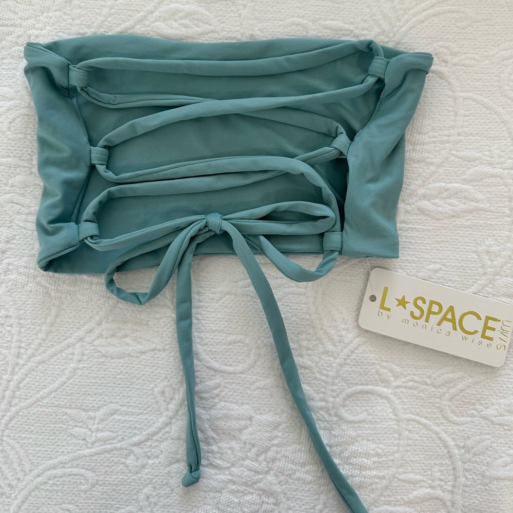 L*Space Strapless Bikini Top with Lace Up Back